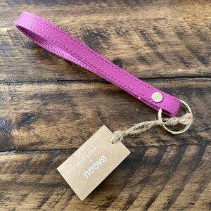 BAGGU + West Elm Genuine Leather Keychain NWT Orchid Purple Loop with Snap